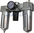 HEAVY DUTY INDUSTRIAL RATED 3 STAGE COMBINATION FILTER REGULATOR LUBRICATOR AIR LINE PARTICULATE FILTER MOISTURE TRAP LUBRICATOR OILER REGULATOR CLEAN AIR TOOLS (1/2" NPT, 5oz BOWL)