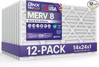 BNX TruFilter 14x24x1 Air Filter MERV 8 (12-Pack) - MADE IN USA – Dust & Pet Defense Air Conditioner HVAC AC Furnace Filters for Dust, Pet, Mold, Pollen MPR 600 – 700 & FPR 5