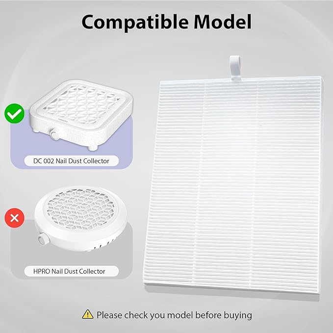 HAMARA Nail Dust Collector Replacement Filters 2 Pack – Reusable 6x7 Inch Fabric – Compatible Only with HAMARA Nail Dust Collector Model – Easy to Clean & Maintains Suction