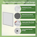 20x20x1 Reusable Air Filter MERV 8 Washable Furnace & AC Filter with 2 Extra Media Pads, Aluminum Electrostatic Air Filters for Home, Fits HVAC System, Air Conditioner, Air Handler