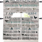 Farmhouse Swag Kitchen Curtains Valance and Tier Set, Green Black Barn Cow Pig Chicken Brown Wood Grain Light-Filtering Swag Valance 36 Inch Length, Rod Pocket Short Curtain for Bedroom Cafe