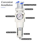 TAILONZ PNEUMATIC 3/4 Inch NPT Manual Drainage Air Filter Pressure Regulator Combo Piggyback, Air Tool Compressor Filter with Gauge AW4000-06