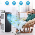 Portable AC Unit with 8000 BTU Cooling, Remote Control & 24-Hour Programmable Timer, Low-Noise Design for Rooms Up to 350 Sq.Ft, Ideal for Dorm or Office Use, Black and White Design