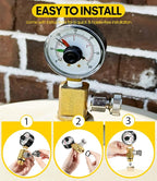 98209800 High Flow Manual Relief Valve/Air Relief Manual Valve Assembly with Pressure Gauge, Replacement for Pool and Spa Filter (RV40600 (98209800 Brass))