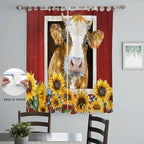 Cows Sunflowers Living Room Curtains 96 Inch Length, Window Curtains Tab Top, Spring Floral Bees Farmhouse Barn Light Filtering Window Treatments Drapes 52"x96" 2 Panel