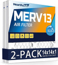 14×14×1 MERV 13 Furnace Air Filters - HVAC/Furnace AC Filter Replacement (Actual Size 13.75x13.75x0.75) - Pleated Dust Defense Air Conditioner Filters for Home Office (2 Pack)