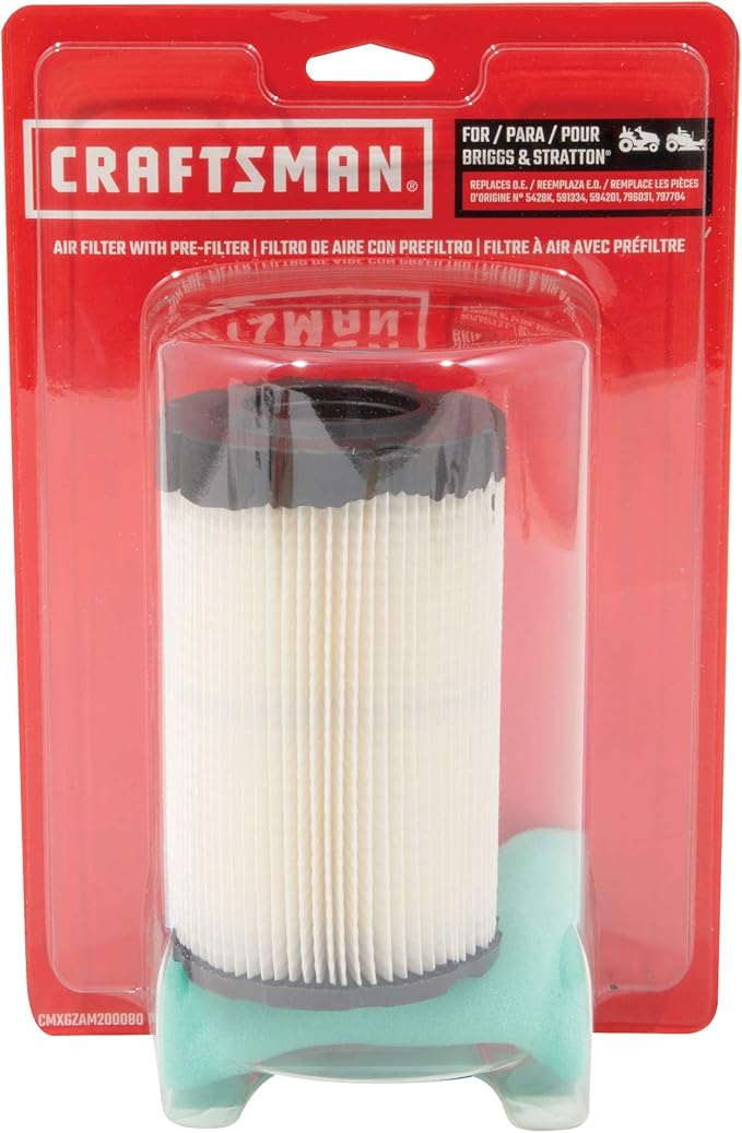 Craftsman SBD Air Filter with Pre-Filter for Riding Mowers and Zero-Turn Mowers, Black