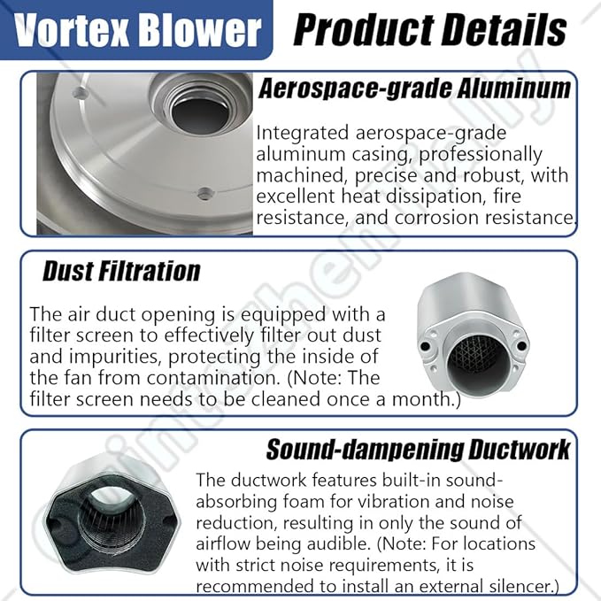 Vortex Ring Regenerative Blower,Single Phase High-Pressure Industrial Vacuum Pump,Electric Air Pump,for Industrial Applications,Construction Sites,Fish Pond Aeration 370W/0.49HP