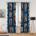 2 Panel Kitchen Cafe Curtains, Desert Camels Sunlight Filtering Nature Air Through, Home Decor Window Covering Tier Curtains for Living Room 80W x 84L inch Wildlife Brown Animals Blue Geometric