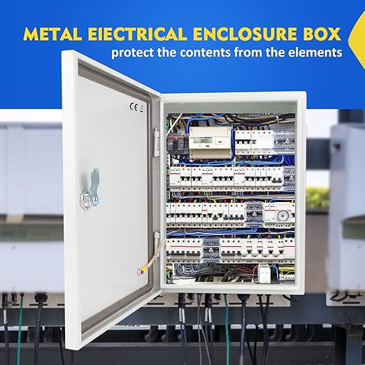 Outdoor Electrical Junction Box, 20 x 16x8'' NEMA 4X Enclosure Box, Wall Mounted IP66 Waterproof & Dustproof Lockable Metal Junction Box