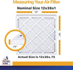 Filter King 12x36x1 Air Filter | 4-PACK | MERV 13 HVAC Pleated A/C Furnace Filters | MADE IN USA | Actual Size: 12 x 36 x .75"
