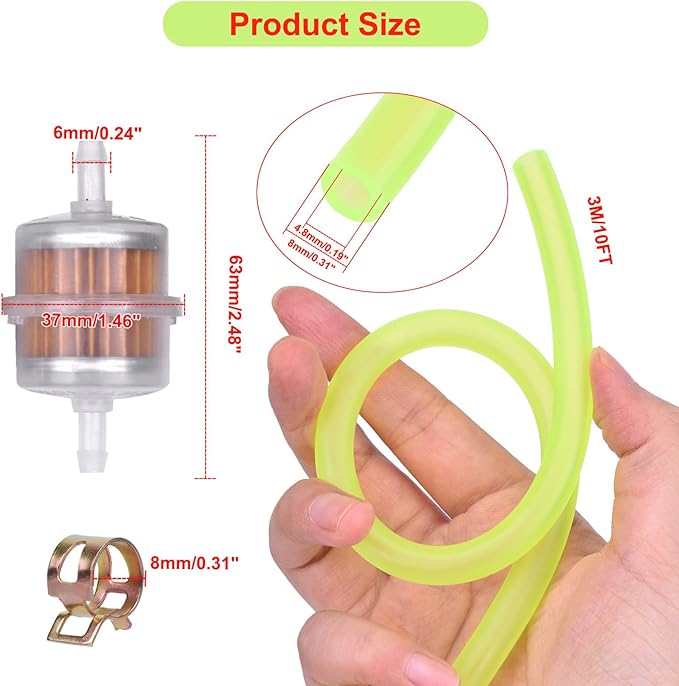 3/16 Fuel Line 10 Feet kit For Honda GC135 GCV135 GC160 GCV160 GC190 Lawn Mower 95001-45003-60M Small Engines Generator X120 GX160 GX200 GX240 GX270 GX340 GX390
