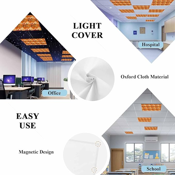 Tropical Plant Cactus Fluorescent Light Covers 2 Pack Western Cowboy Horse Sunset Deserts Orange Magnetic Fluorescent Ceiling Lights Filters for Office Classroom Home Drop Ceiling 4x2 Feet