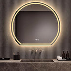 Bathroom Mirror with LED Lights, Wall Mounted Bathroom Mirrors, Bathroom Mirrors with Touch, 3 Colour Dimmable and Demister Pad, IP44 Smart Mirror(31.4"/80cm)