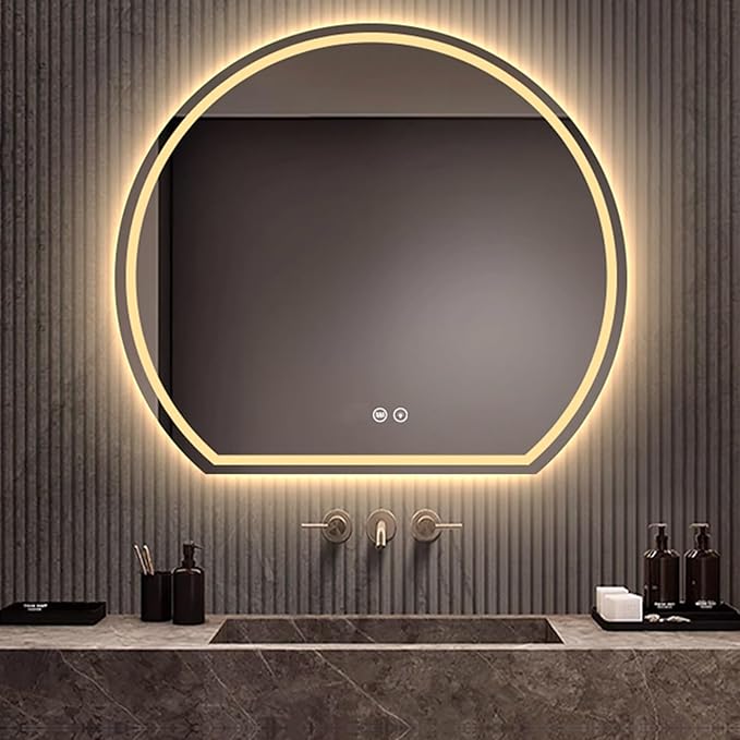 Bathroom Mirror with LED Lights, Wall Mounted Bathroom Mirrors, Bathroom Mirrors with Touch, 3 Colour Dimmable and Demister Pad, IP44 Smart Mirror(39.3"/100cm)