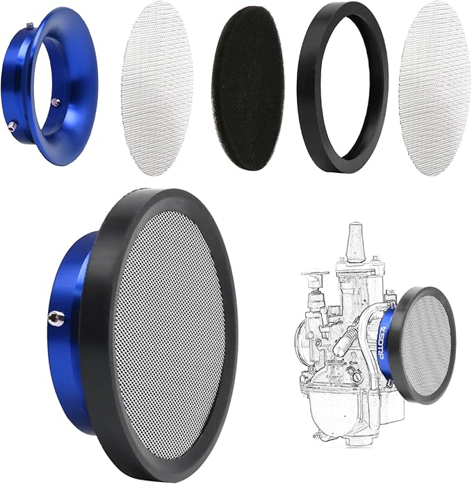 Carburetor Carb Velocity Stack Air Filter Cleaner Modified Trumpet Aluminum Alloy with Sponge Filter Steel Mesh for PWK21-30mm Short Fast Intake Suggest for Small Displacement (Blue,50mm)