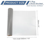 uxcell 50 Mesh 118" x 12" Woven Wire Mesh, 304 Stainless Steel Air Vent Filter Screen, Window Screen Mesh for DIY Projects Vents Cover Filtration Animals Fence