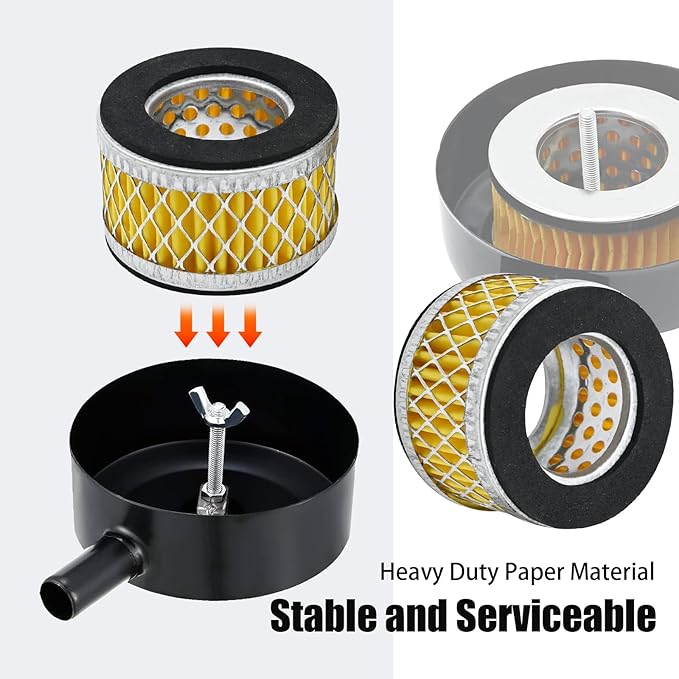 8 Pcs Air Compressor Filter Intake Paper Filter Elements 2.6 x 1.6 Inches Piston Type Air Replacement Filter Element Yellow Air Compressor Accessories
