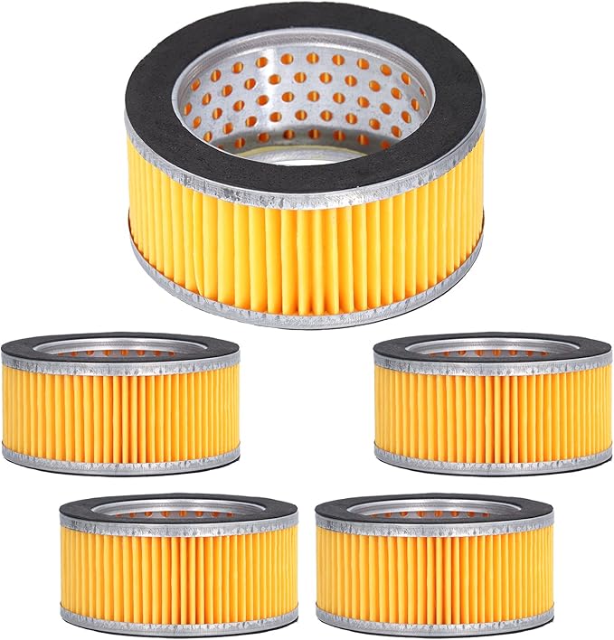 Eujgoov 5Pcs Air Compressor Intake Paper Filter Elements, 4.2x3x2in Piston Type Yellow Compressor Air Filter Replacement
