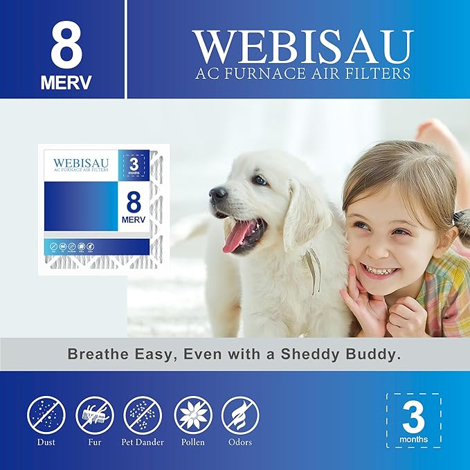 14x14x1 Air Filter MERV 8 MPR 600 6Pack Furnace Filters Pleated HVAC AC Furnace Air Conditioner Filters (Exact size: 13 3/4"x13 3/4"x3/4")
