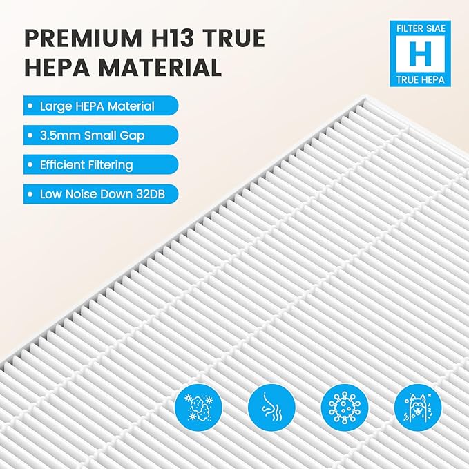Smilyan 2 Sets 116130 HEPA Replacement Filter H for Winix 5500-2 Plasmawave Air Purifier and Models AM80, Includes 2 Pack Ture HEPA Filters + 2 Pack Activated Carbon Pre-Filters