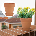 Veemoon 5pcs Red Clay Succulent Flower Pots with Drainage and Saucers, 8x8cm Terracotta Planters for Indoor Outdoor Garden, Breathable Baked Clay Containers for Home Planting