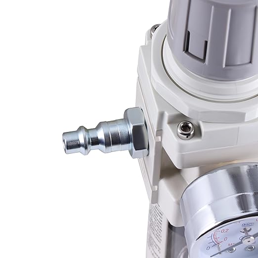 3/8 Inch NPT Compressed Air Filter Regulator Lubricator Combo, Water Oil Trap Separator, Semi-Auto Drain, Air Pressure Regulator AC3010-3, 0-150 PSI Gauge