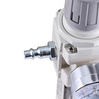 3/8 Inch NPT Compressed Air Filter Regulator Lubricator Combo, Water Oil Trap Separator, Semi-Auto Drain, Air Pressure Regulator AC3010-3, 0-150 PSI Gauge