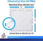 Filter King 36x25.5x1 Air Filter | 4-PACK | MERV 8 HVAC Pleated A/C Furnace Filters | MADE IN USA | Actual Size: 36 x 25.5 x .75"