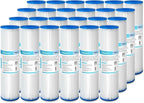Membrane Solutions 20 Micron Pleated Polyester Sediment Water Filter 10"x2.5" Replacement Cartridge Universal Whole House Pre-Filter Compatible with W50PE, WFPFC3002, SPC-25-1050, FM-50-975 - 24 Pack