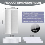 20" x 90" Air Vent Filters, with 48Pcs Adhesive Hook Tape, Cut to Size Air Filter Material HVAC Furnace Filters Kit MERV 8 Triple Vent Filter for Home Floor Register, Ceiling, Grilles