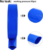 1-1/2"(Flat 2.6’’ width) x 100 FT Pool Backwash Hose, Blue Heavy Duty Reinforced PVC Lay Flat Water Discharge Hose for Swimming Pool Filter Pump,with 2 Clamp