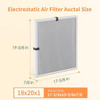 2-Pack 18x20x1 MERV 8 Reusable & Washable Electrostatic Air Filters - Long-Lasting Filter for HVAC, Furnace & Air Conditioner Units, Actual Size: 17-5/8” x 19-5/8” x 7/8”
