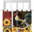 Chicken Sunflowers Bedroom Curtains 63 Inch Length, Window Curtains Tab Top, Farmhouse Animals Red Barn Bees Light Filtering Window Treatments Drapes 42"x63" 2 Panel