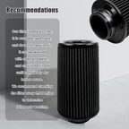 RYANSTAR 76mm 3" High Flow Round Tapered Cone Cool Air Filter Cleaner with Top Filter Design Long 270mm tall Black
