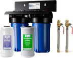 iSpring WGB21B-DS+AHPF12MNPT16X2 2-Stage Whole House Water Filtration System w/CTO Filter and Anti-Scale Filter, 3/4" Push-fit Stainless Steel Hose Connectors, Reduces Scale, Corrosion, Chlorine