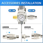 MEANLIN Air Compressor Moisture Filter, AW4000-06 Air Line Filter, 3/4" NPT Inlet with 150 PSI Gauge and Valve Shut Off Switch for Air Tools and Spray Paint Gun