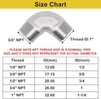 3/4" x 3/4" NPT 90 Degree Elbow 304 Stainless Steel Pipe Fittings Male Threaded Coupler, 2 Pack