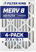 Filter King 37.5x15x1 Air Filter | 4-PACK | MERV 8 HVAC Pleated A/C Furnace Filters | MADE IN USA | Actual Size: 37.5 x 15 x .75"