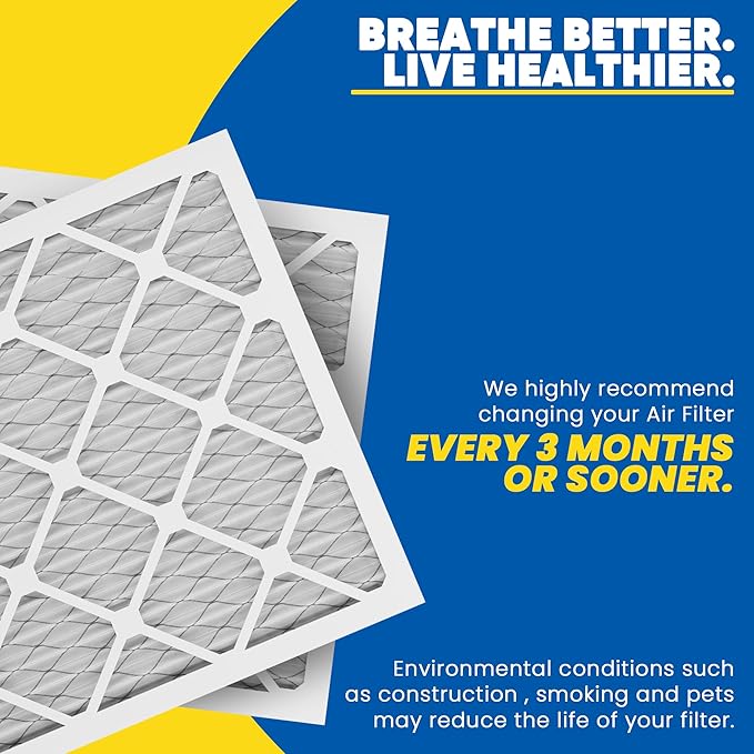 Maycold MERV 8 14x18x1 Furnace Air Filters (6-Pack), Pleated HVAC AC Filters – Actual Size: 13.70” x 17.70” x 0.75”, For Residential or Office Use, Individually Wrapped in Plastic