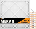 Tiger Tough 24x24x2 Air Filter MERV 8 MPR 600-800, High-Performance Pleated HVAC AC Furnace Filter Replacement for Home, 8-Pack