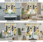 Yellow Sunflowers Swag Valances for Windows, Country Cow Flower Butterfly Farmhouse Cream Rod Pocket Kitchen Curtains Valance, Kitchen Window Curtains Swag for Cafe Living Room, 2 Panels, 36x63 inch