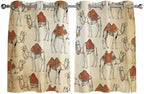 2 Panel Kitchen Cafe Curtains, Desert Sand Camel Sunlight Filtering Nature Air Through, Home Decor Window Covering Tier Curtains for Bedroom Living Room Summer Tropical Animals Vintage Beige