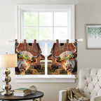 Farm Yaks Kitchen Curtains 36 Inch Length, Small Window Curtains Tab Top, Farmhouse Barn Funny Animals Butterfly Light Filtering Short Window Treatments Tier Drapes 27.5"x36" 2 Panel