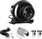 iPower 4 Inch 195 CFM Inline Fan, Air Carbon Filter, 8 Feet Aluminum 4 Layer Protection Ducting and Rope Hanger, Combo for Grow Tent, Greenhouse, Kitchen, Basement