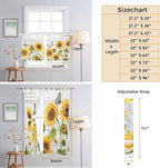 Yellow Sunflowers Living Room Curtains 84 Inch Length, Window Curtains Tab Top, Vintage Country Flowers Butterfly Wood Board Light Filtering Window Treatments Drapes 42"x84" 2 Panel