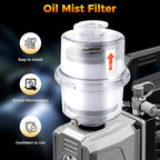 95% Efficiency Oil Mist Filter, Vacuum Pump Filter with KF25 Flange & Drain Pipe, for Pumps ≤2.11Gal/s