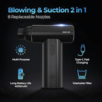2025 Upgraded Metal Compressed Air Duster and Vacuum Cleaner 8-in1 Replaced Can Air, 110k RPM, 4000mAh, Quick Charge Cordless Jet Blower for Keyboard-Office-Home-Electronic-Inflator