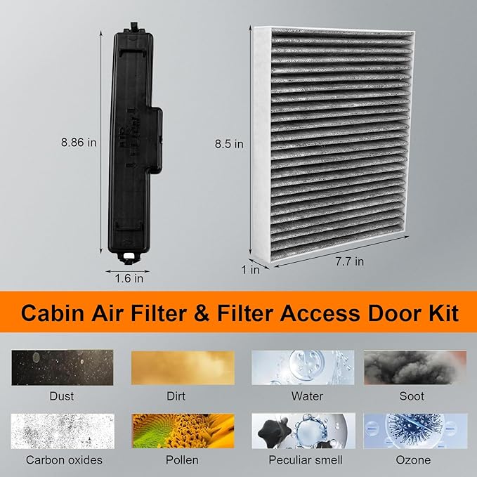 68406048AA Cabin Air Filter & Filter Access Door (w/Activated Carbon) Compatible with Dodge Ram 1500 2500 3500 4500 5500 Chrysler 200 2011-2014 Patriot 2010-2016