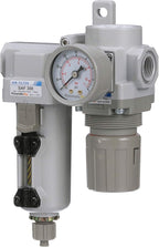 PneumaticPlus SAU320-N03G-MEP Compressed Air Filter Regulator Combo 3/8" NPT - Metal Bowl, Manual Drain, Bracket, Gauge